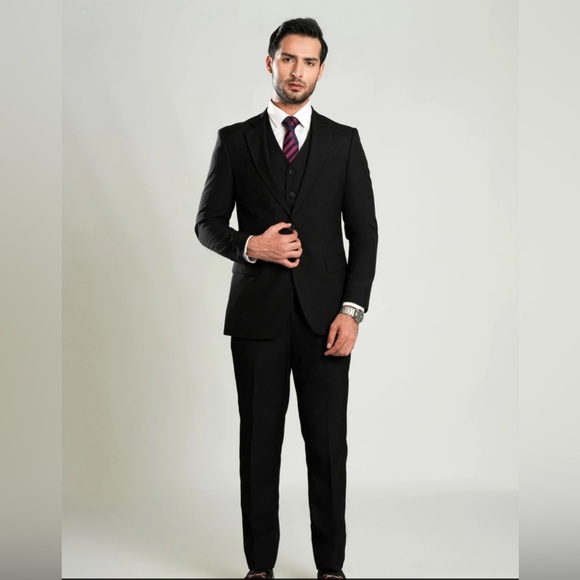 Lawrencepur Black Wool Blend Blazer Jacket Size 50R Classic Tailored